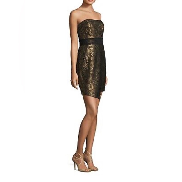 RACHEL Rachel Roy Strapless Black & Gold Mini Dress NWT - Picture 2 of 4